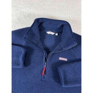 Vineyard Vines Navy Blue Sherpa Fleece 1/2 Zip Pullover Women's M Sweater Jacket